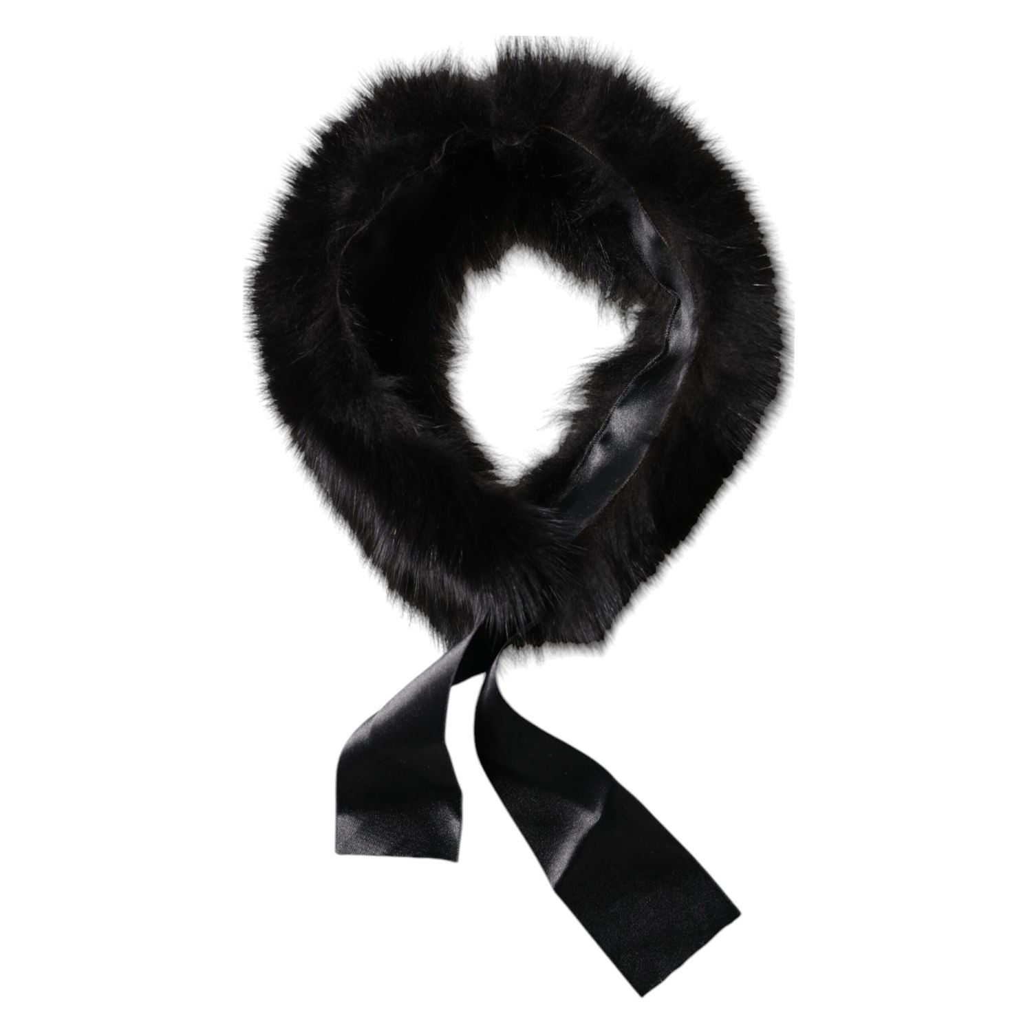 Dolce & Gabbana Black Fur Shoulder Collar Wrap Shawl Scarf