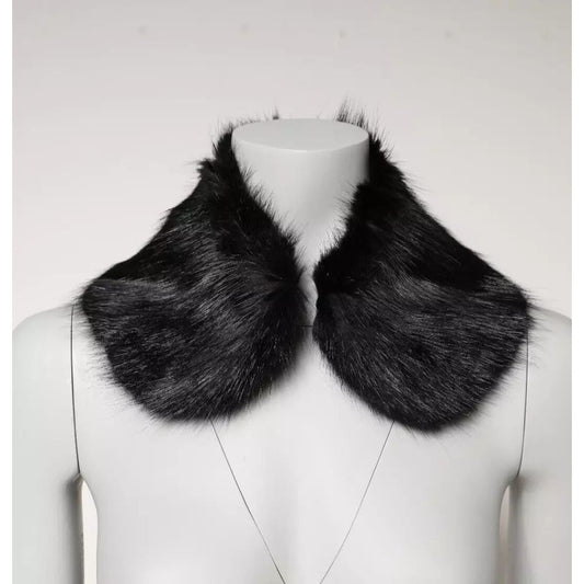 Dolce & Gabbana Black Fur Shawl Neck Wrap Cover Collar Scarf Dolce & Gabbana