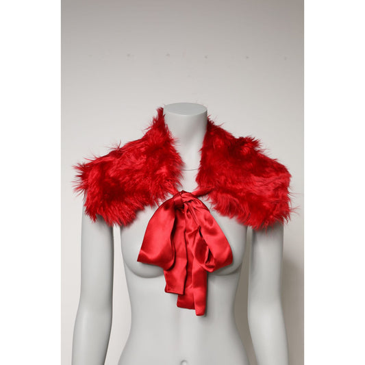 Dolce & Gabbana Red Alpaca Fur Women Neck Warmer Winter Scarf Dolce & Gabbana