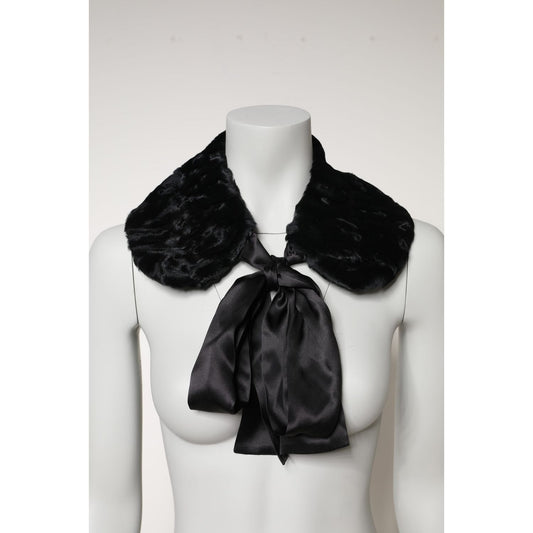 Dolce & Gabbana Black Lamb Fur Women Neck Warmer Winter Scarf Dolce & Gabbana