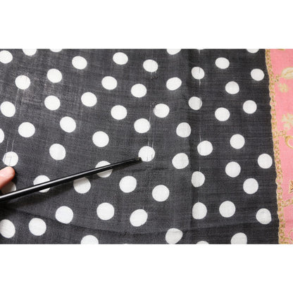 Dolce & Gabbana Black White Polka Dots Fringes Wrap Scarf