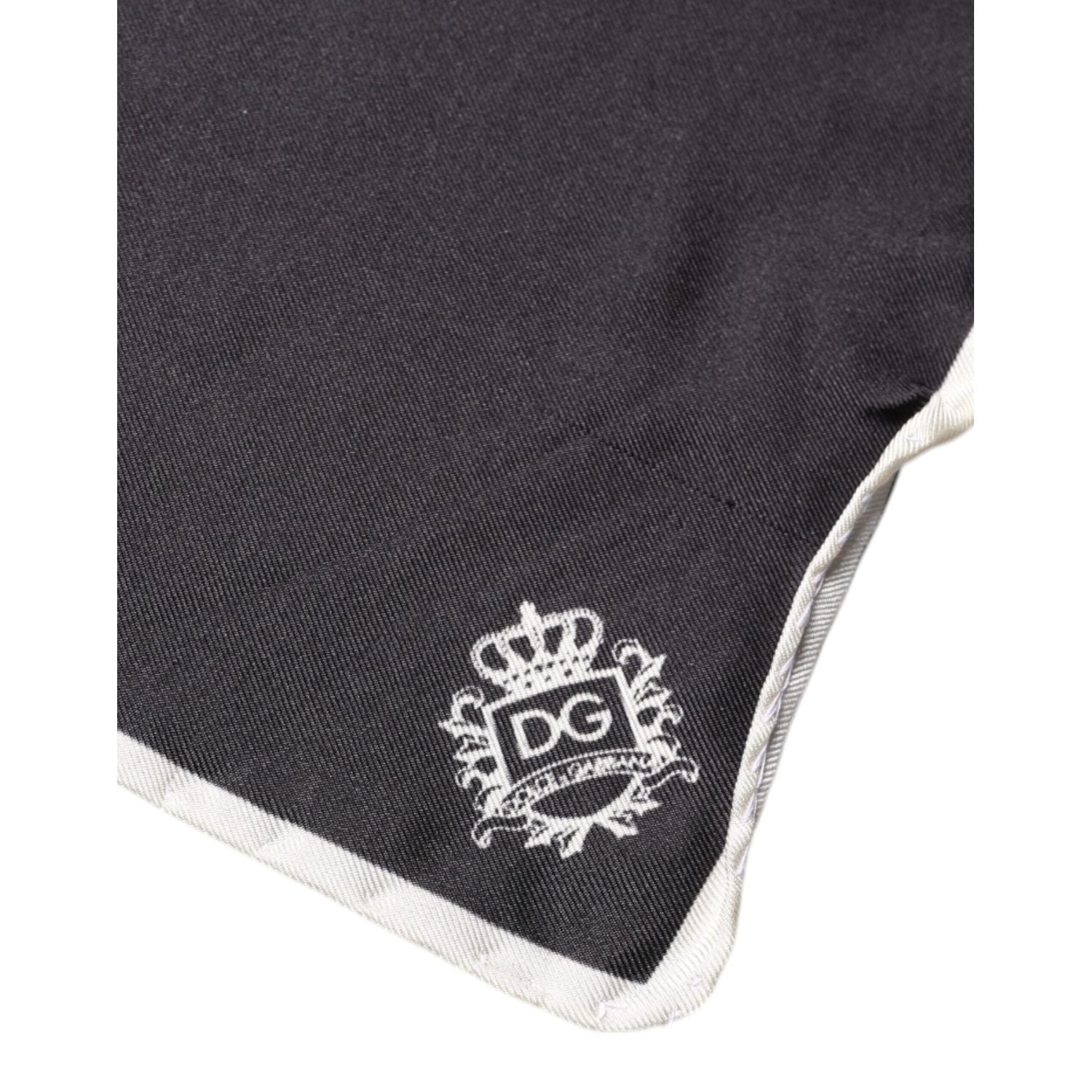 Dolce & Gabbana Black Crown Logo Square Handkerchief Scarf