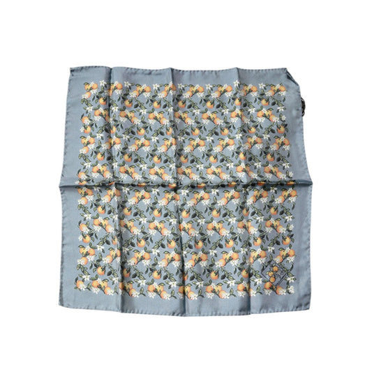 Dolce & Gabbana Gray Oranges Silk Square Handkerchief Scarf Dolce & Gabbana