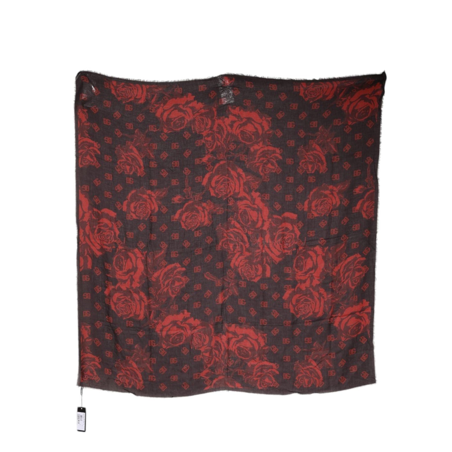 Dolce & Gabbana Black Red Floral Modal Wrap Shawl Scarf