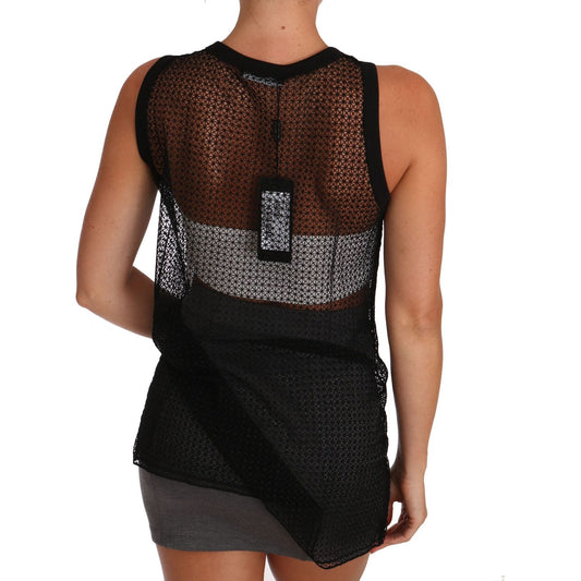 Elegant Sleeveless Black Mesh Top