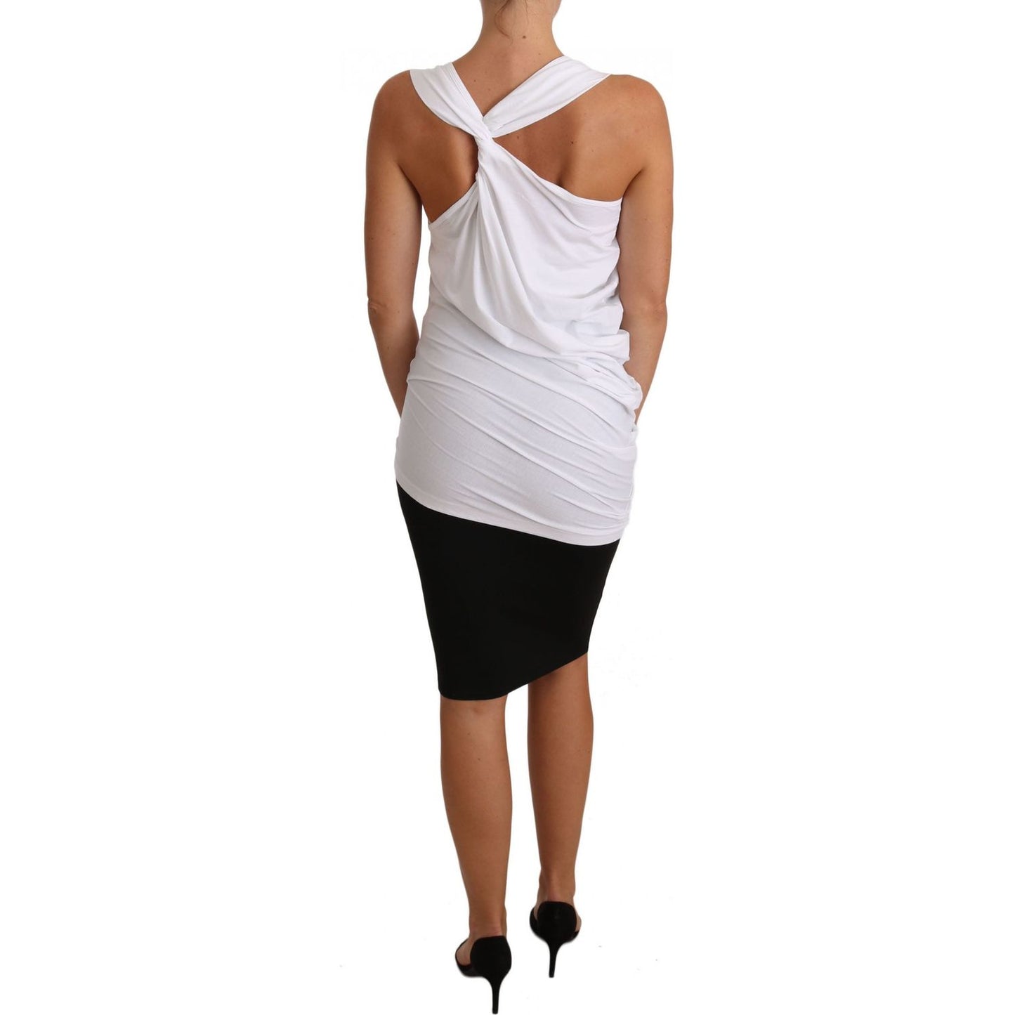 Elegant White Tie Back Tank Top Tee