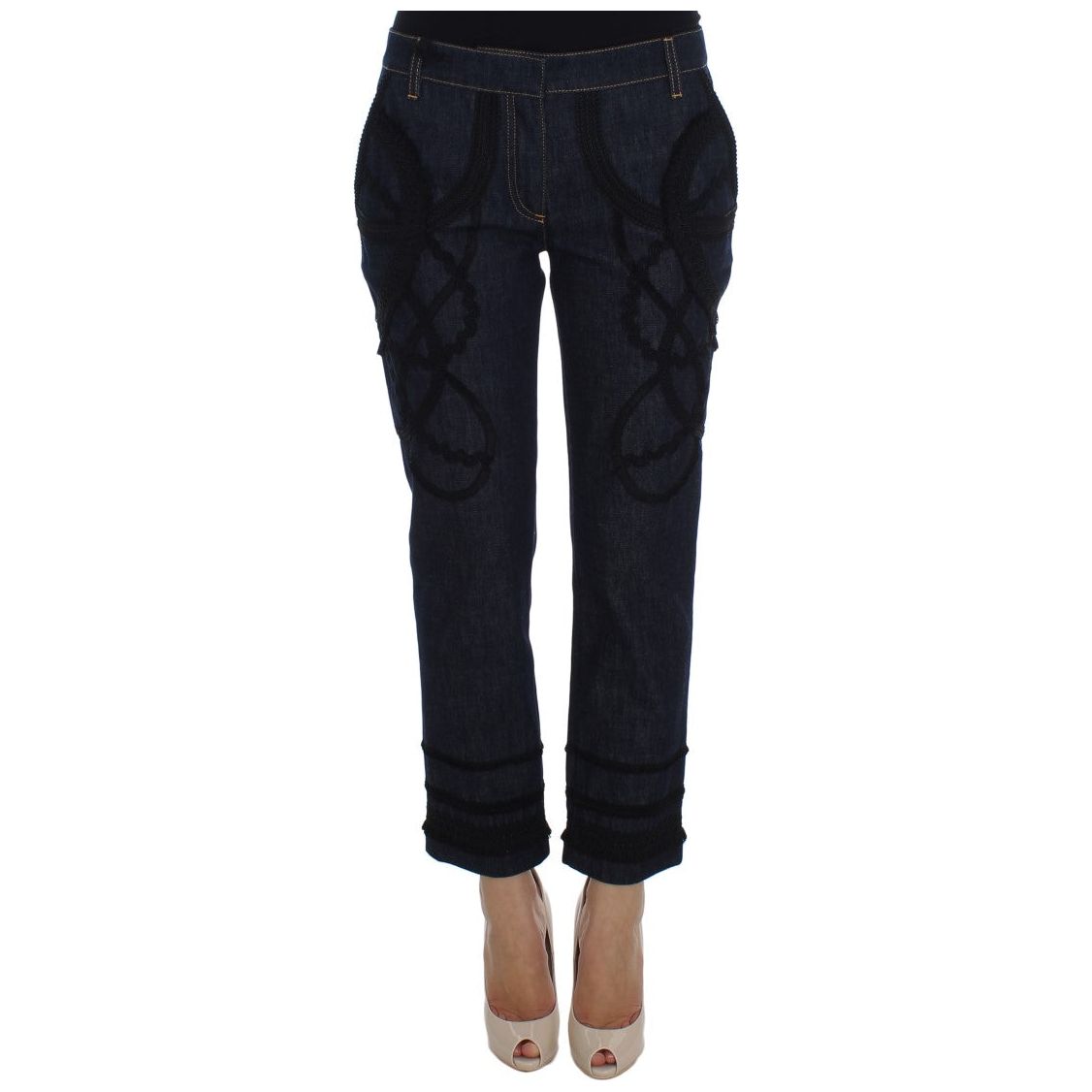 Embroidered Capri Jeans for Elegant Styling