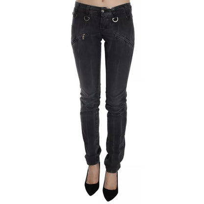 John Galliano Grey Washed Low Waist Zipper Side Skinny Denim Jeans