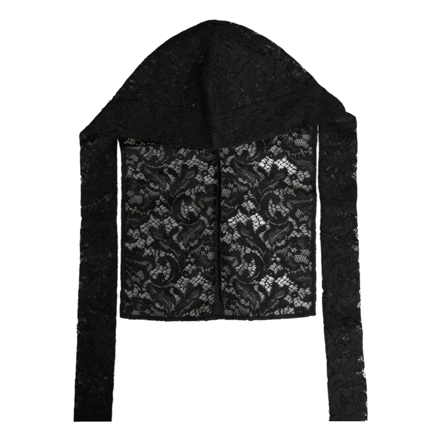 Dolce & Gabbana Black Floral Lace Whole Head Wrap Hat