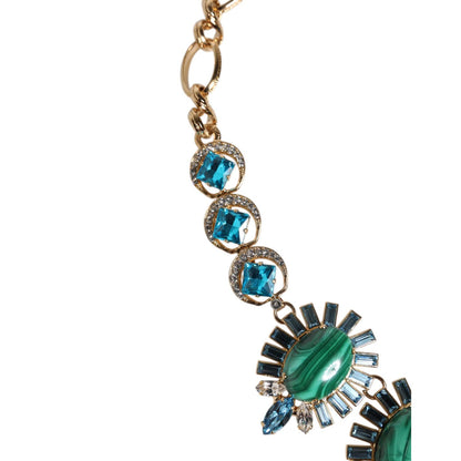 Dolce & Gabbana Gold Brass Pietre Oval Crystal Embellished Necklace