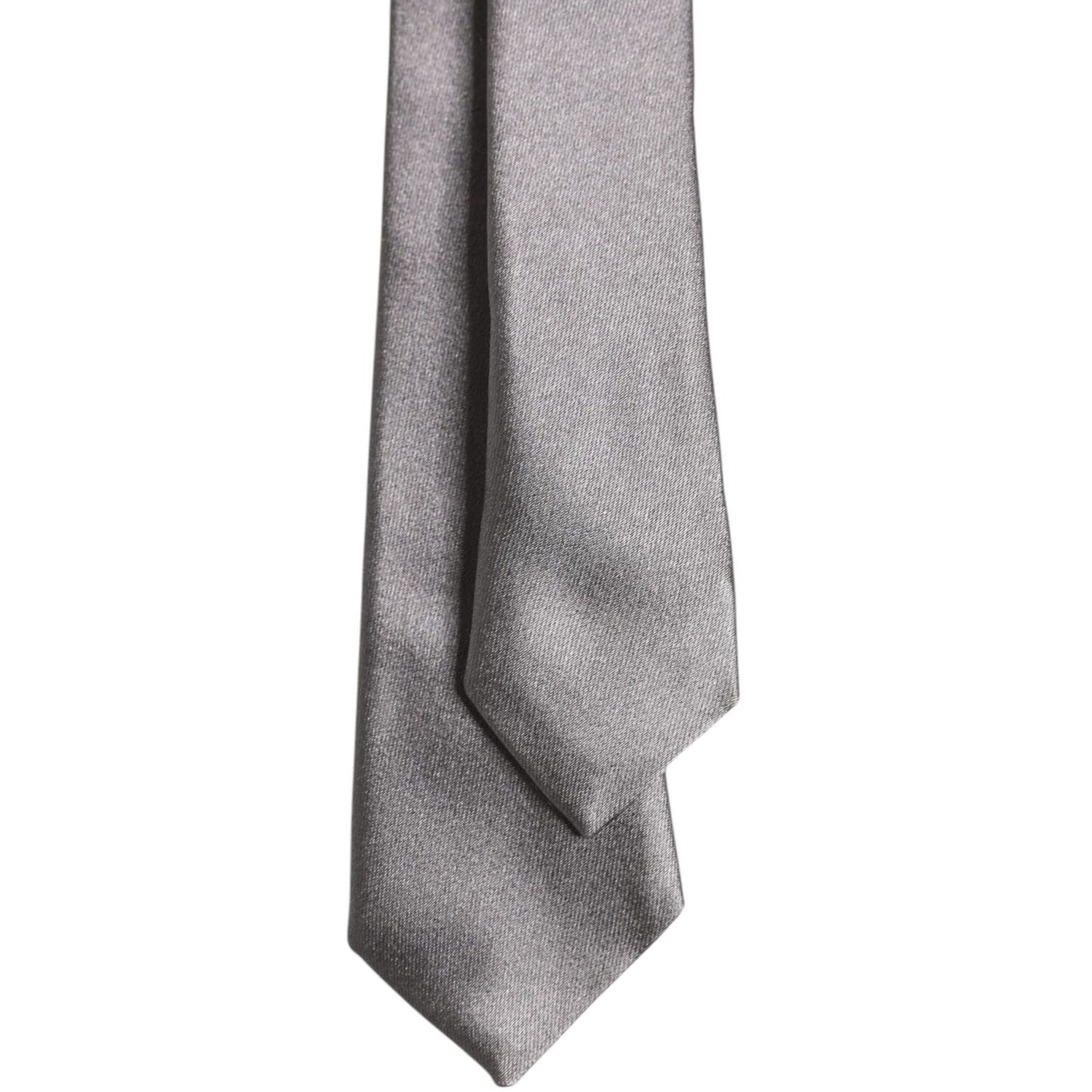 Dolce & Gabbana Metallic Silver Silk Adjustable Necktie Tie