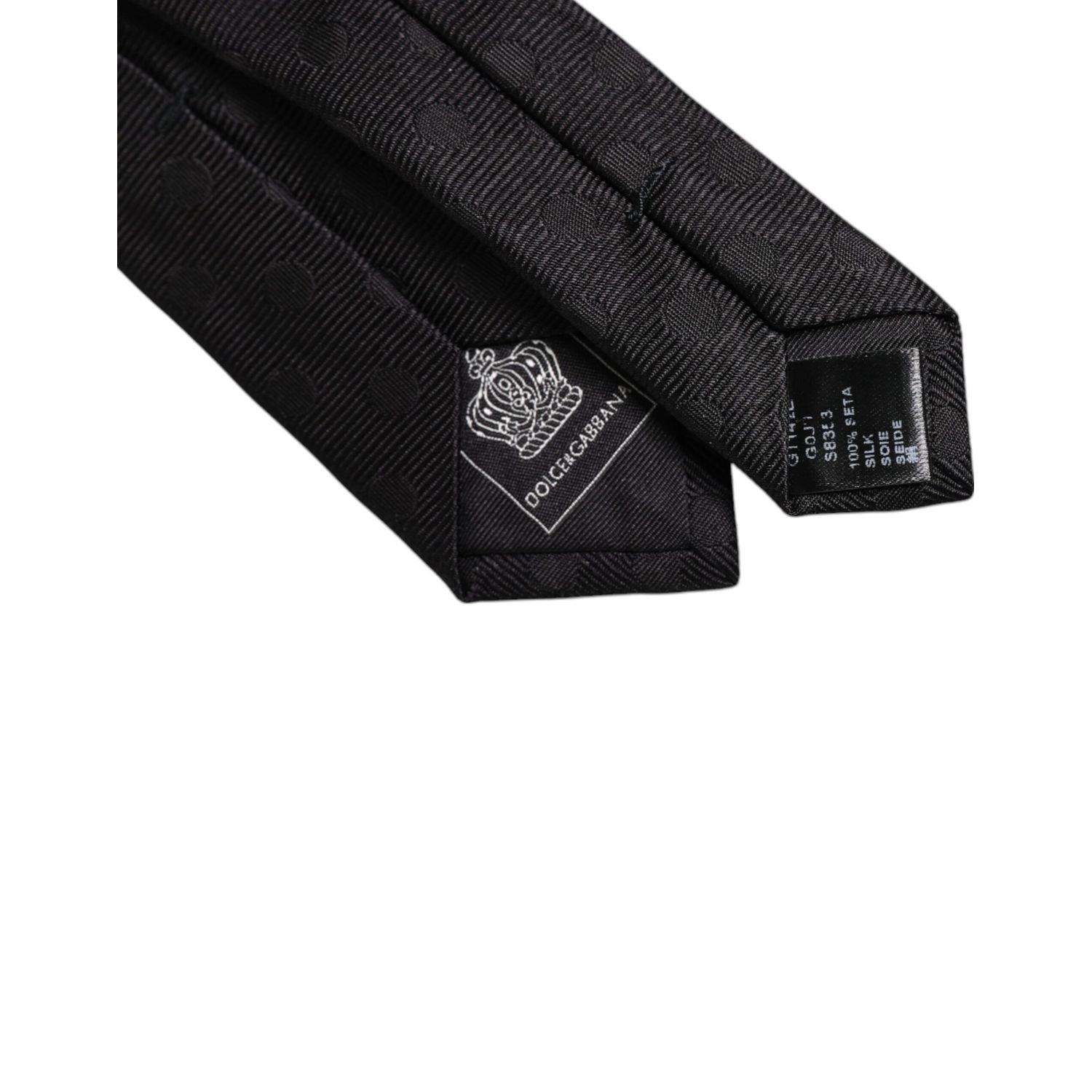 Dolce & Gabbana Black Circles Silk Adjustable Necktie Tie