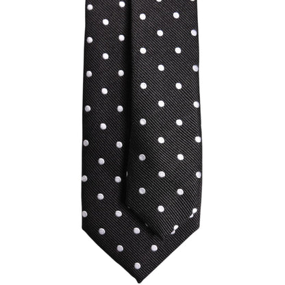 Dolce & Gabbana Black Polka Dots Silk Adjustable Necktie Tie