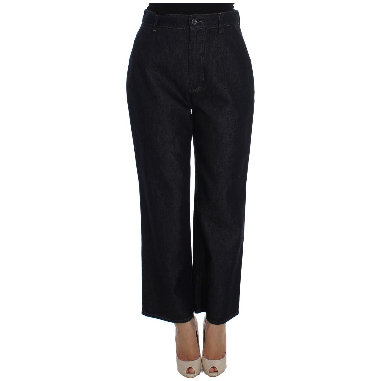 Chic High Waist Flare Jeans in Dark Blue