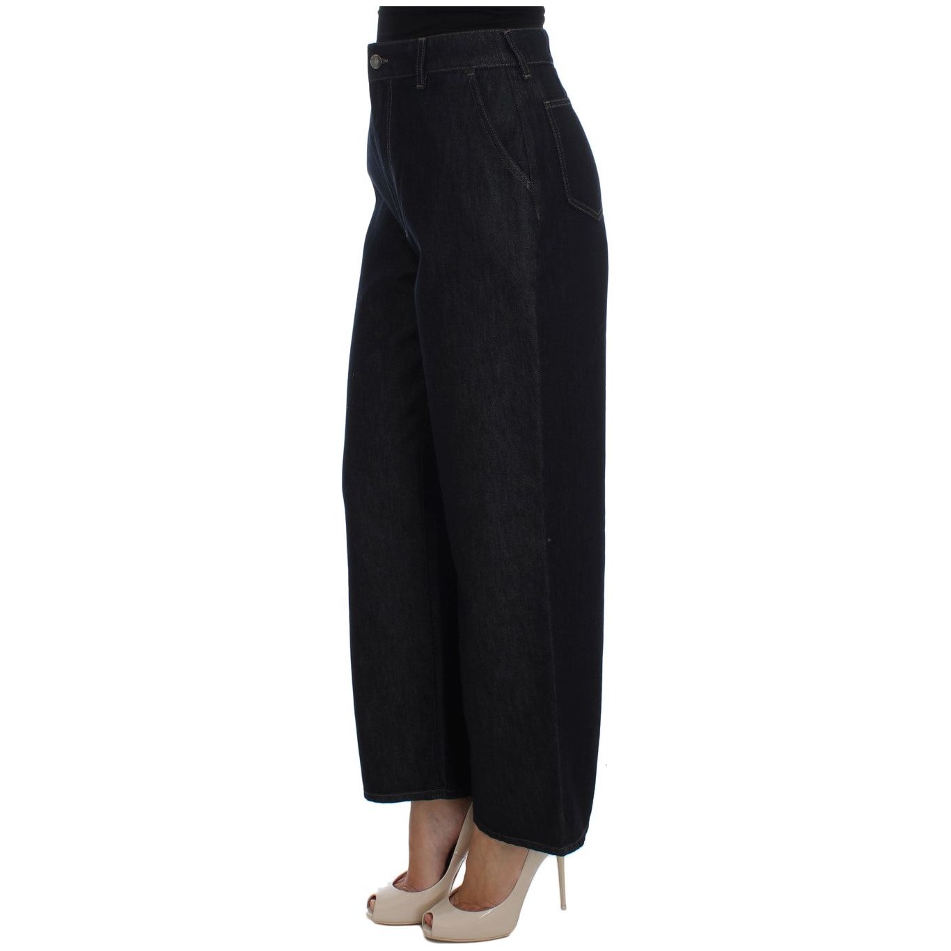 Chic High Waist Flare Jeans in Dark Blue