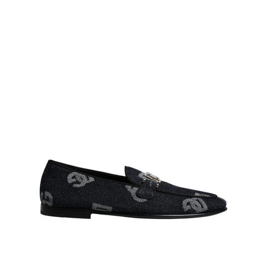 Dolce & Gabbana Black Logo Cotton Loafers Formal Dress Shoes Dolce & Gabbana