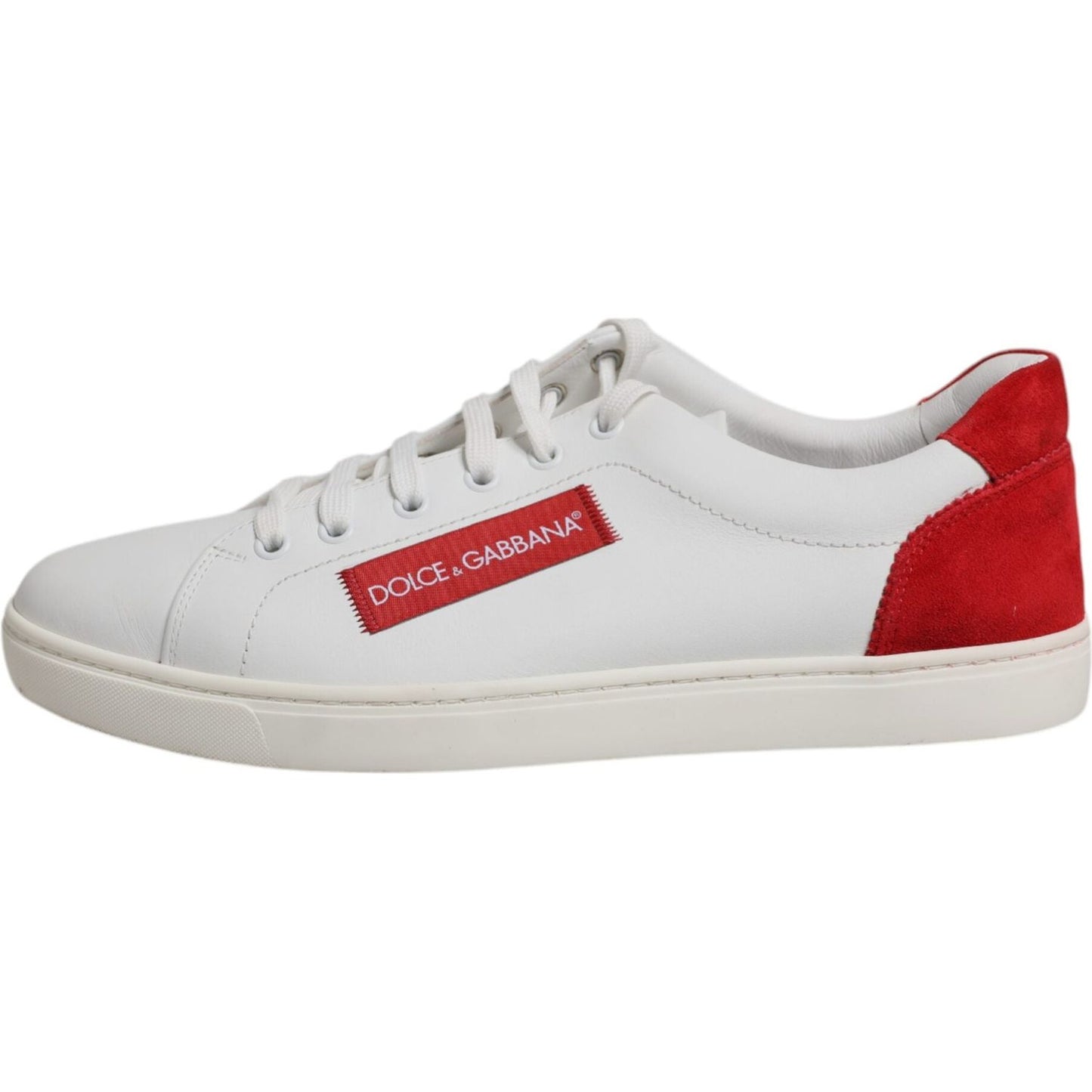Dolce & Gabbana White Suede Leather Low Top Sneakers Shoes