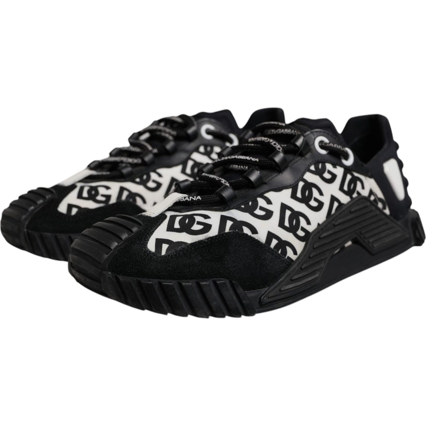 Dolce & Gabbana Black Logo Lace Up Low Top NS1 Sneakers Shoes