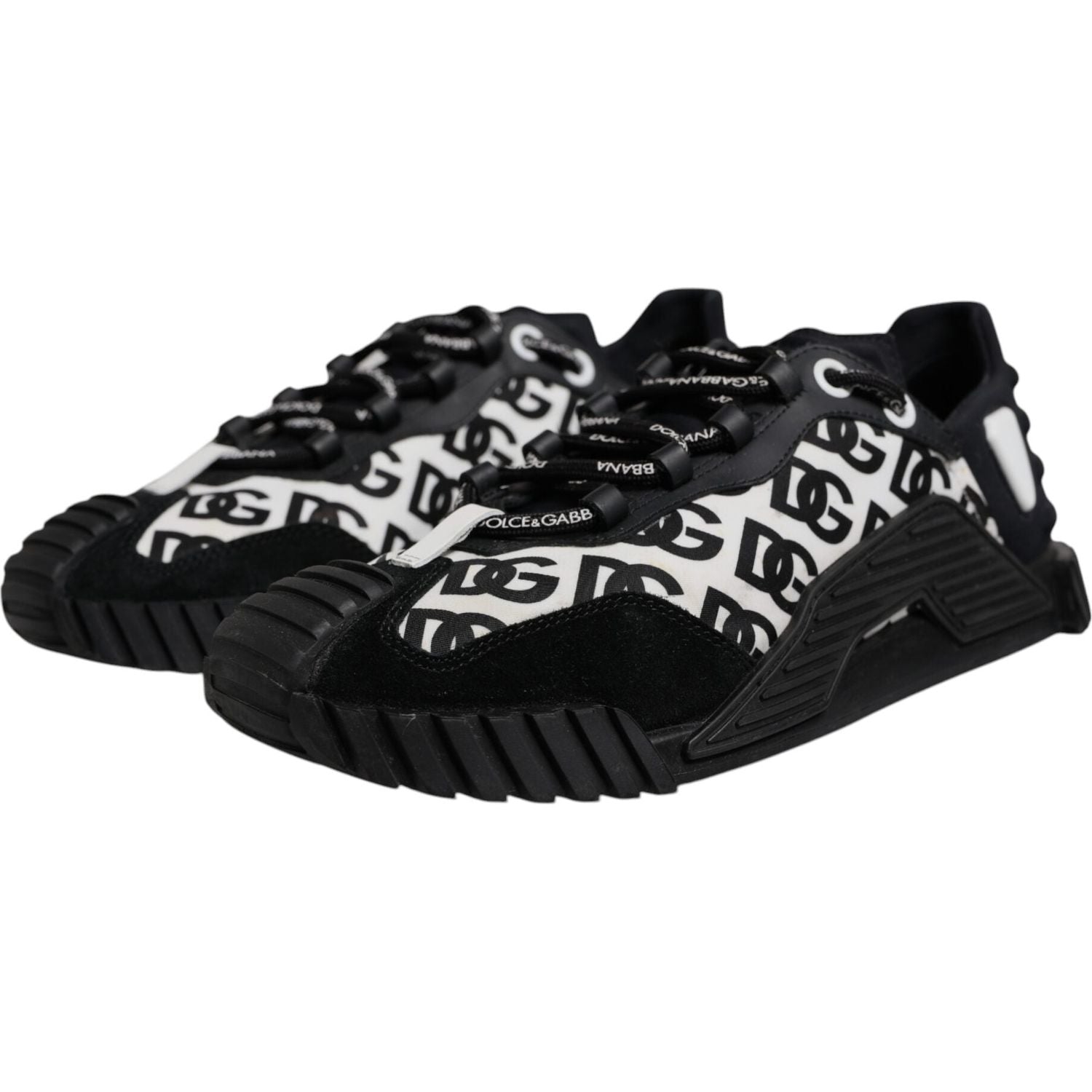 Dolce & Gabbana Black Logo Lace Up Low Top NS1 Sneakers Shoes