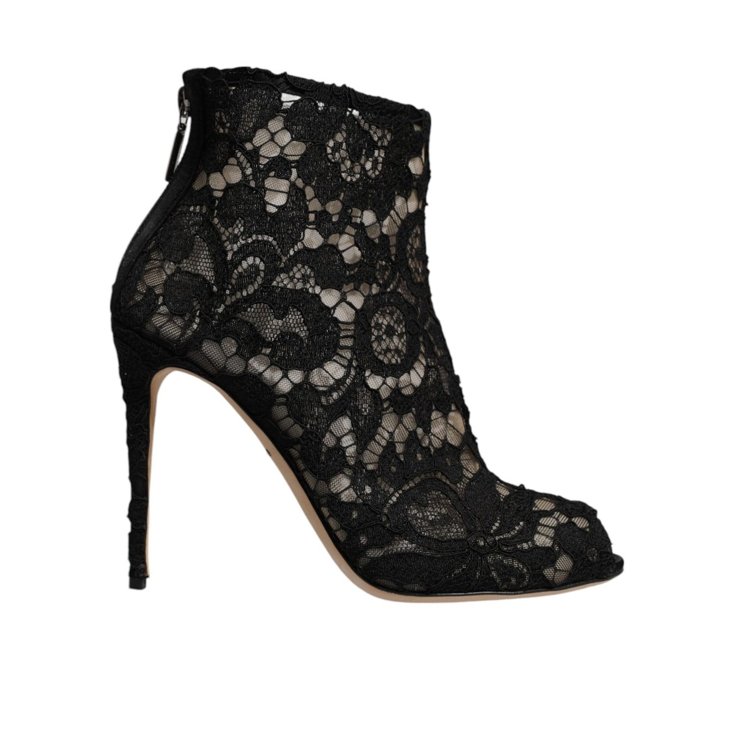 Dolce & Gabbana Black Floral Lace Heels Ankle Boots Shoes