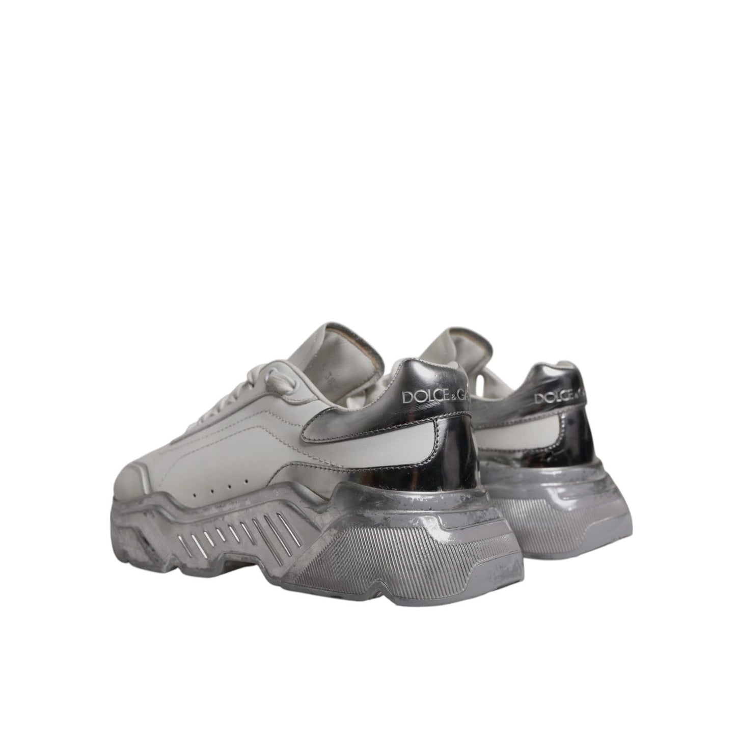 Dolce & Gabbana White Silver Daymaster Low Top Sneaker Shoes
