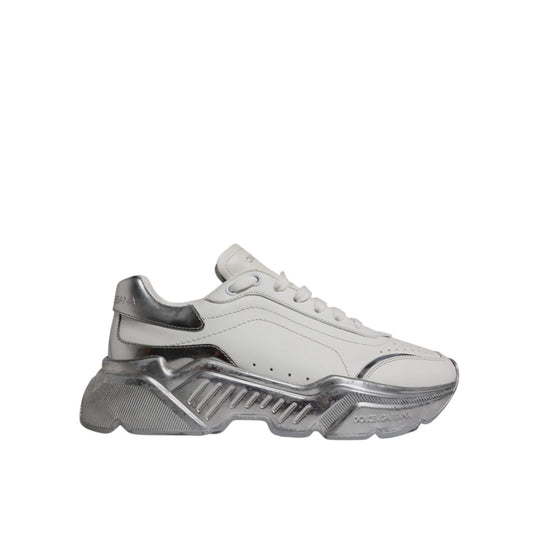Dolce & Gabbana White Silver Daymaster Low Top Sneaker Shoes Dolce & Gabbana