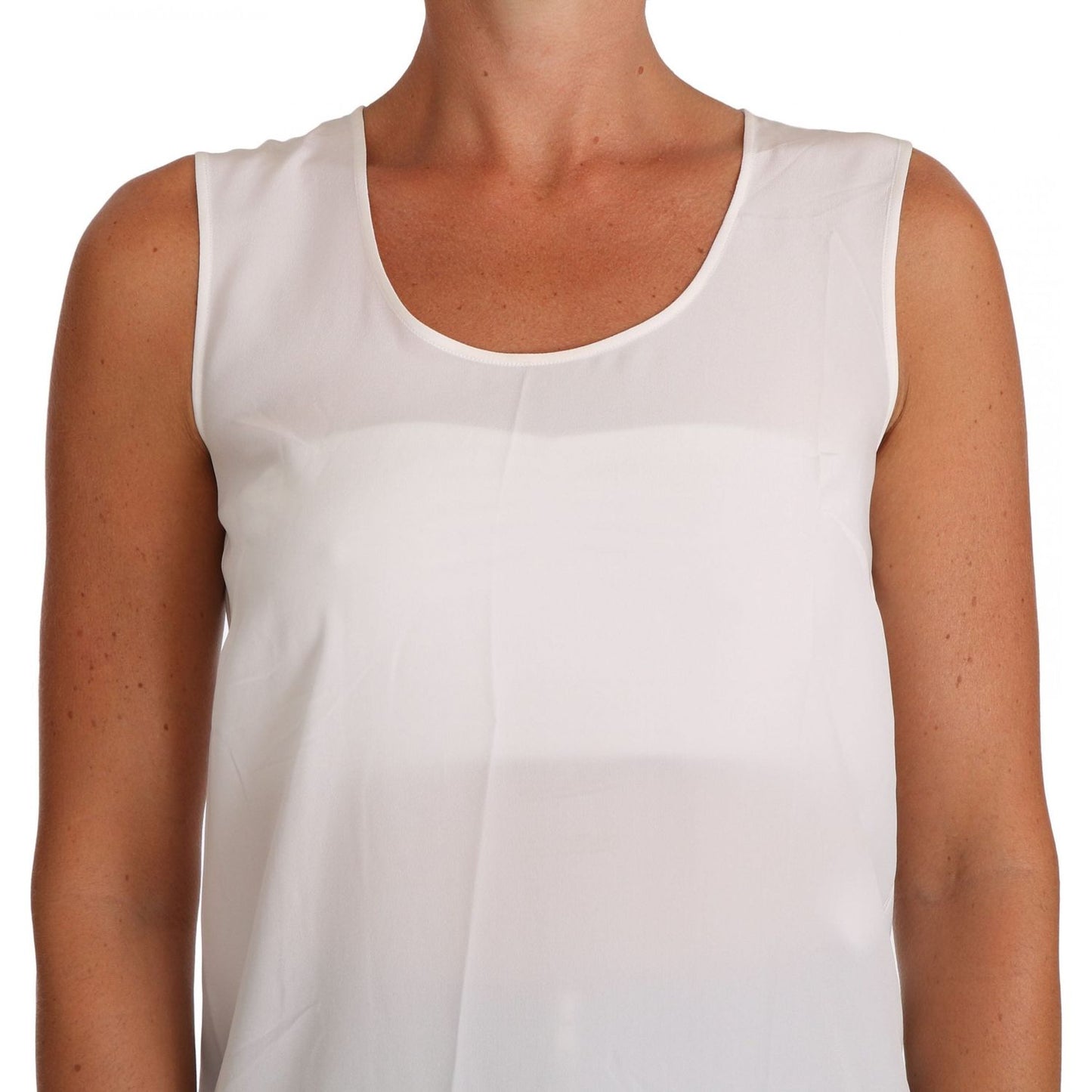 Dolce & Gabbana Elegant Sleeveless White Silk Blouse Top elegant-sleeveless-white-silk-blouse-top