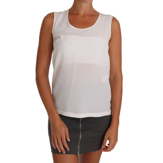 Dolce & Gabbana White Silk A-line Sleeveless Blouse T-Shirt Top Dolce & Gabbana