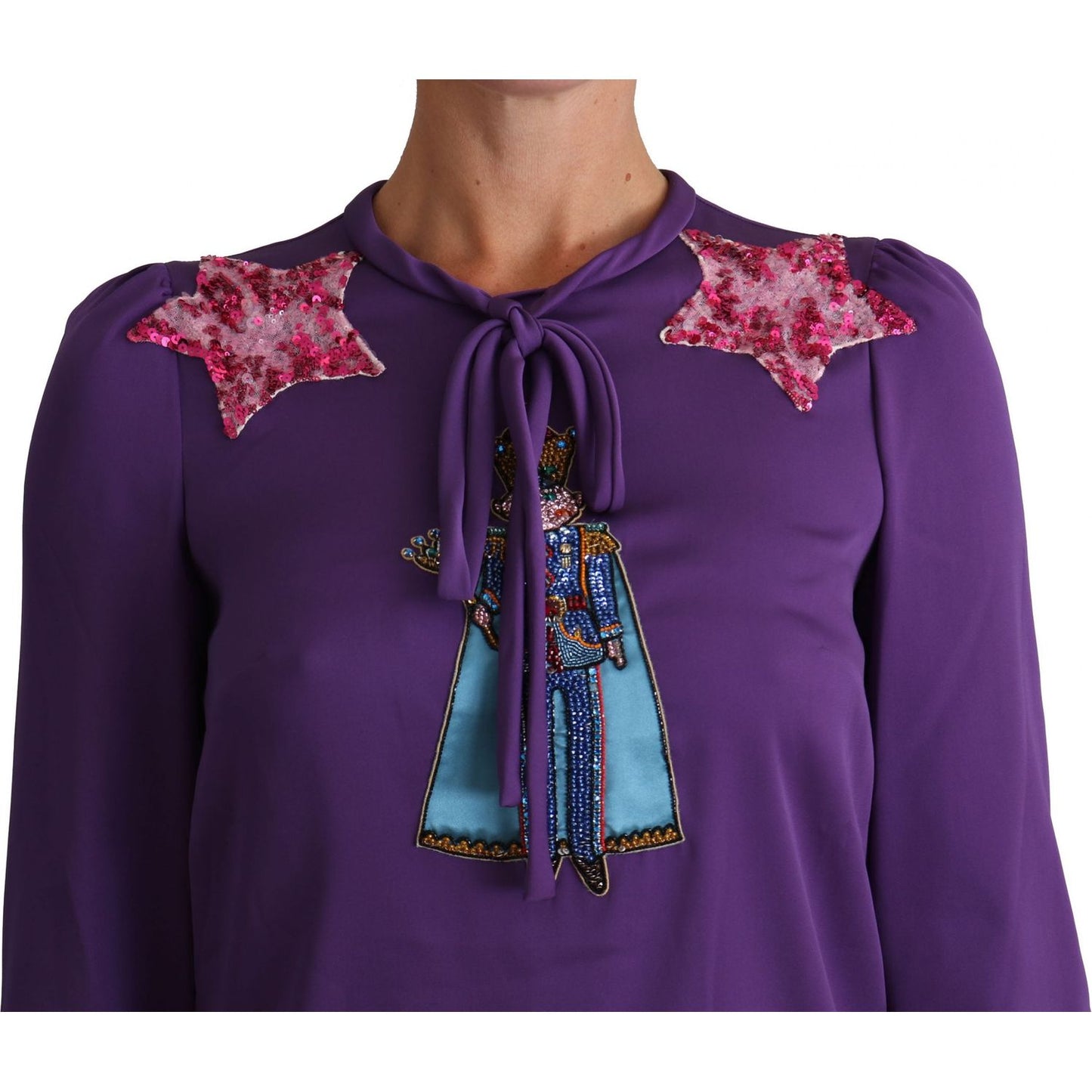 Enchanted Purple Silk Crystal Blouse