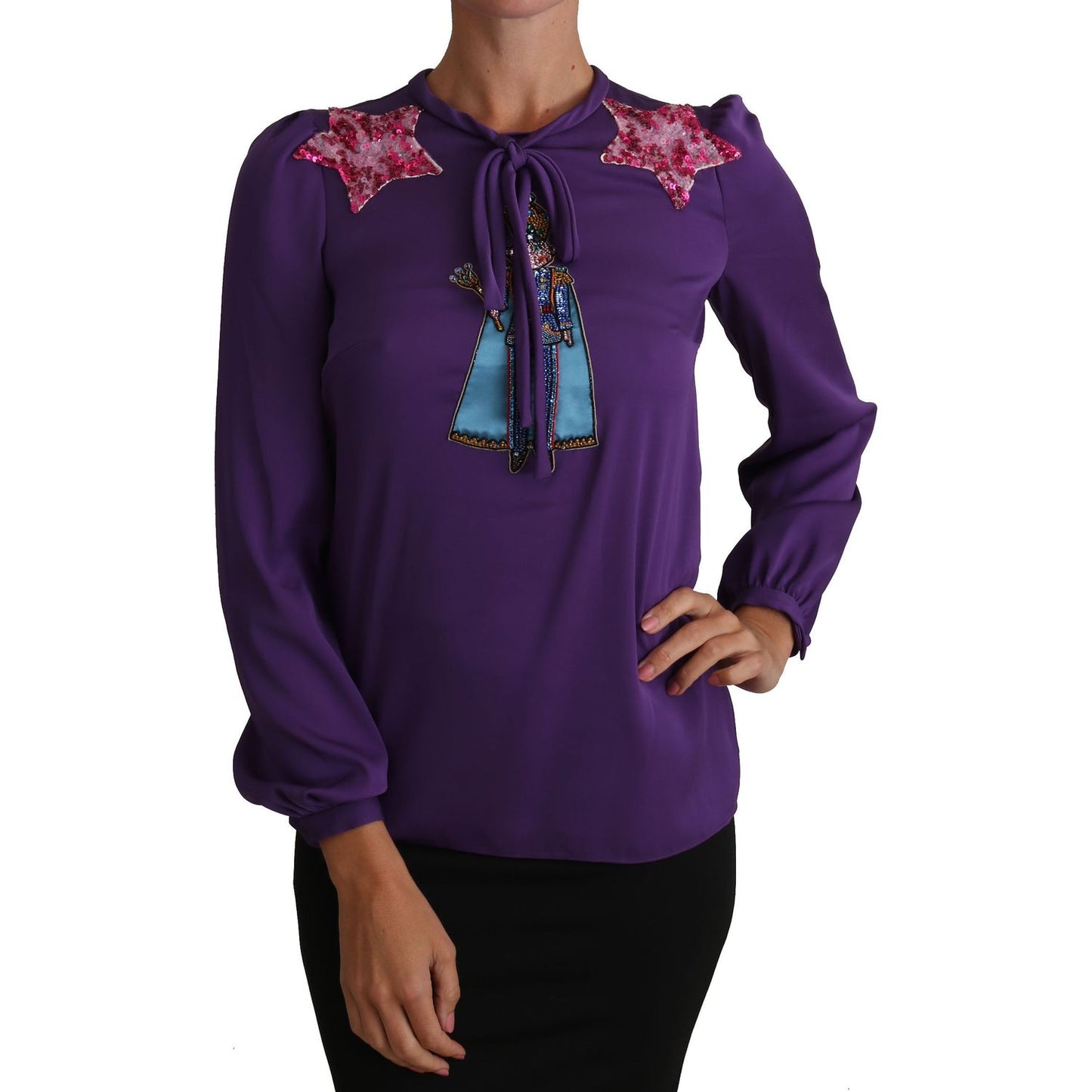 Enchanted Purple Silk Crystal Blouse