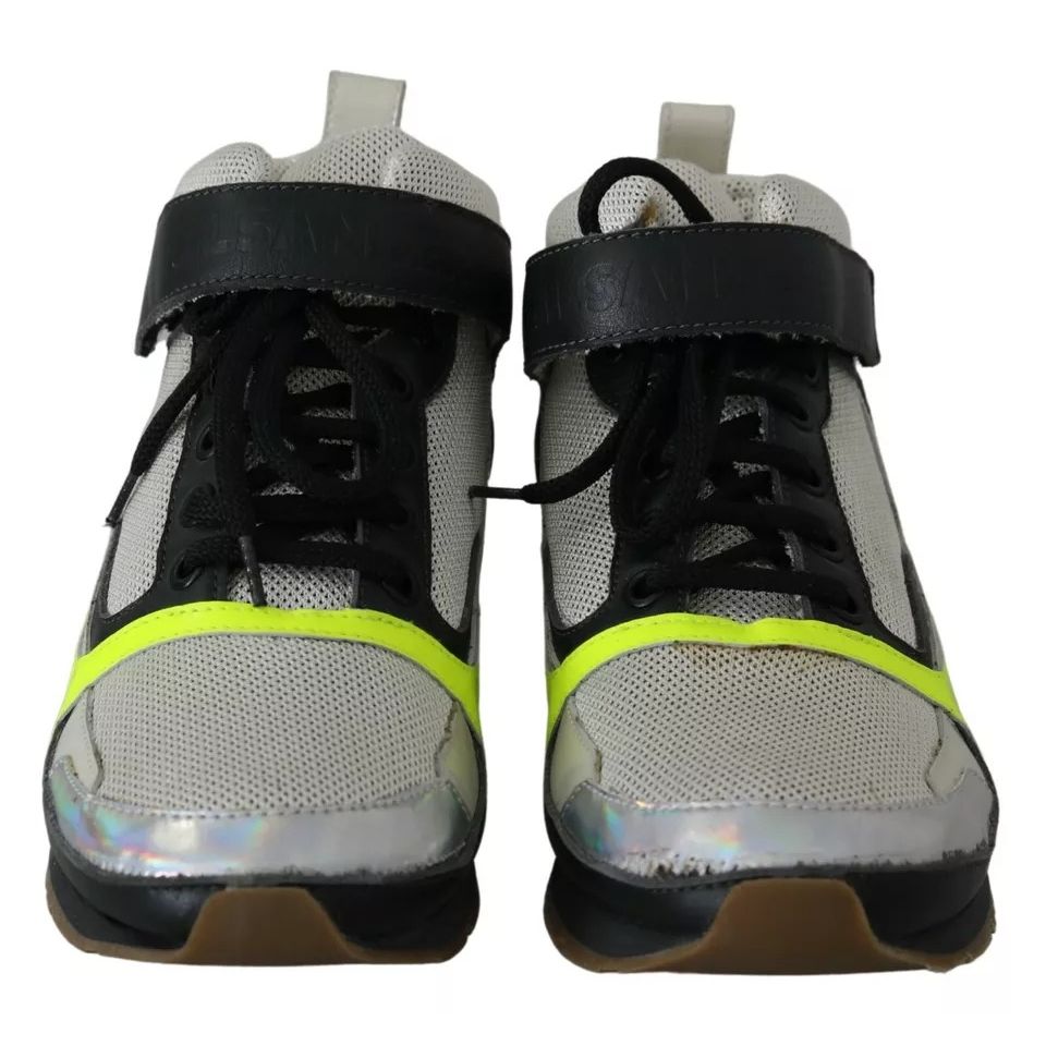 Jil Sander Fog Gray Neon Green Black Lace-Up Strap Shoes