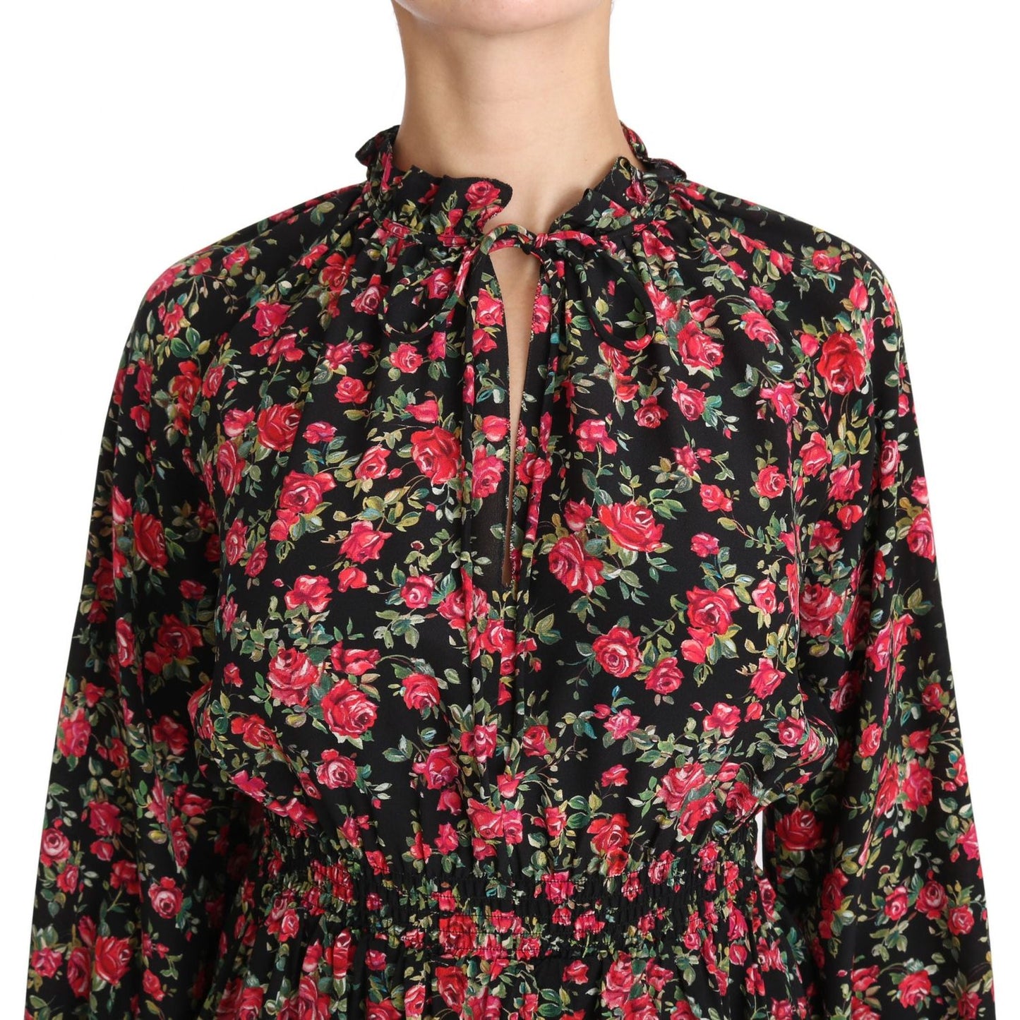 Elegant Black Floral Silk Shirt