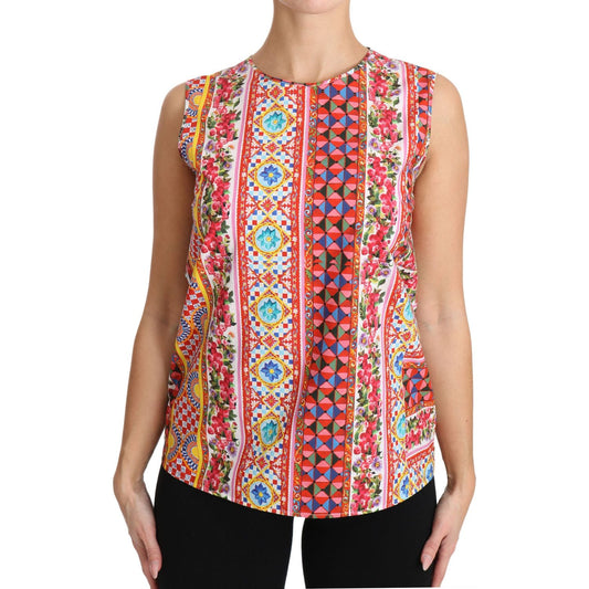 Carretto Print Pure Cotton Tank Top