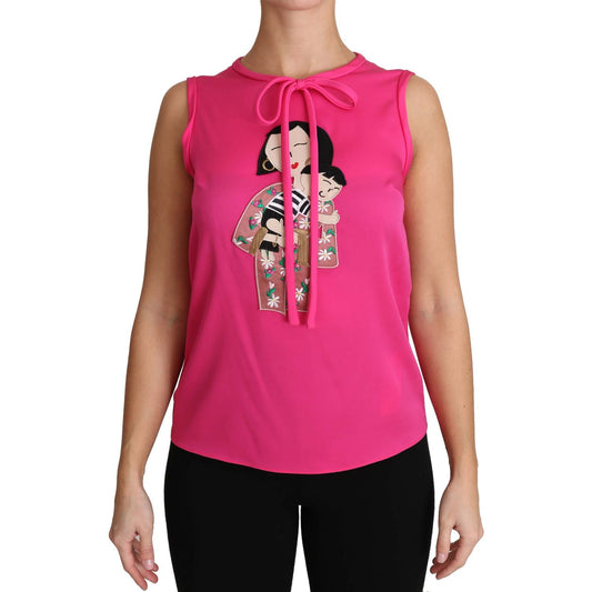 Dolce & Gabbana Pink Family Silk Tank Mama Blouse Top Shirt Dolce & Gabbana