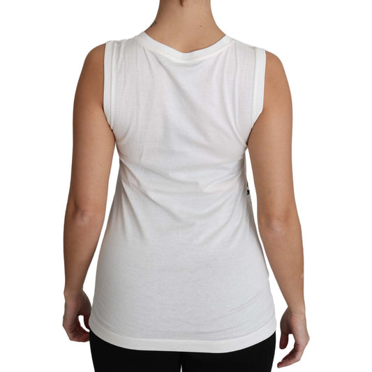 Elegant White Sleeveless Cotton Silk Shirt