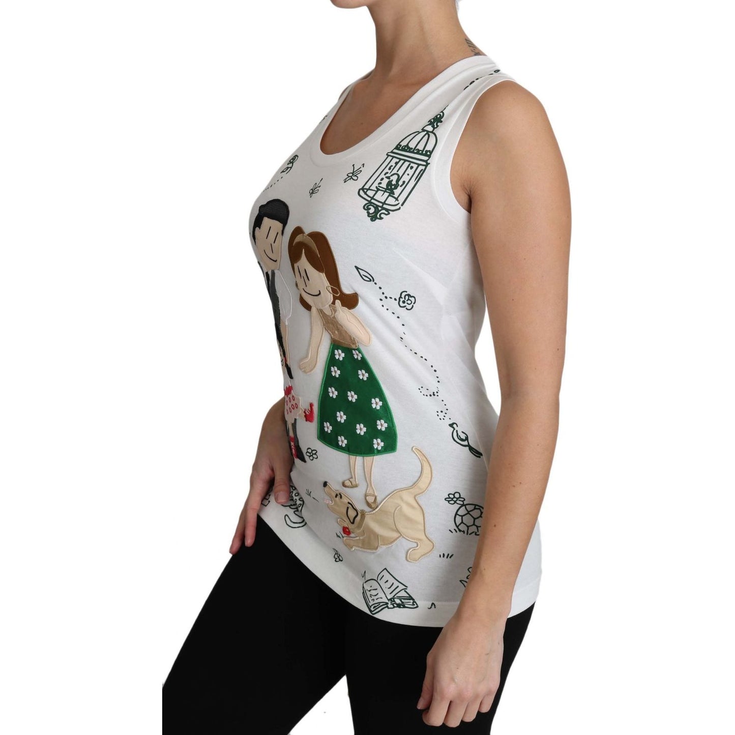 Dolce & Gabbana White Cotton #dgfamily Sleeveless Shirt Tank Top