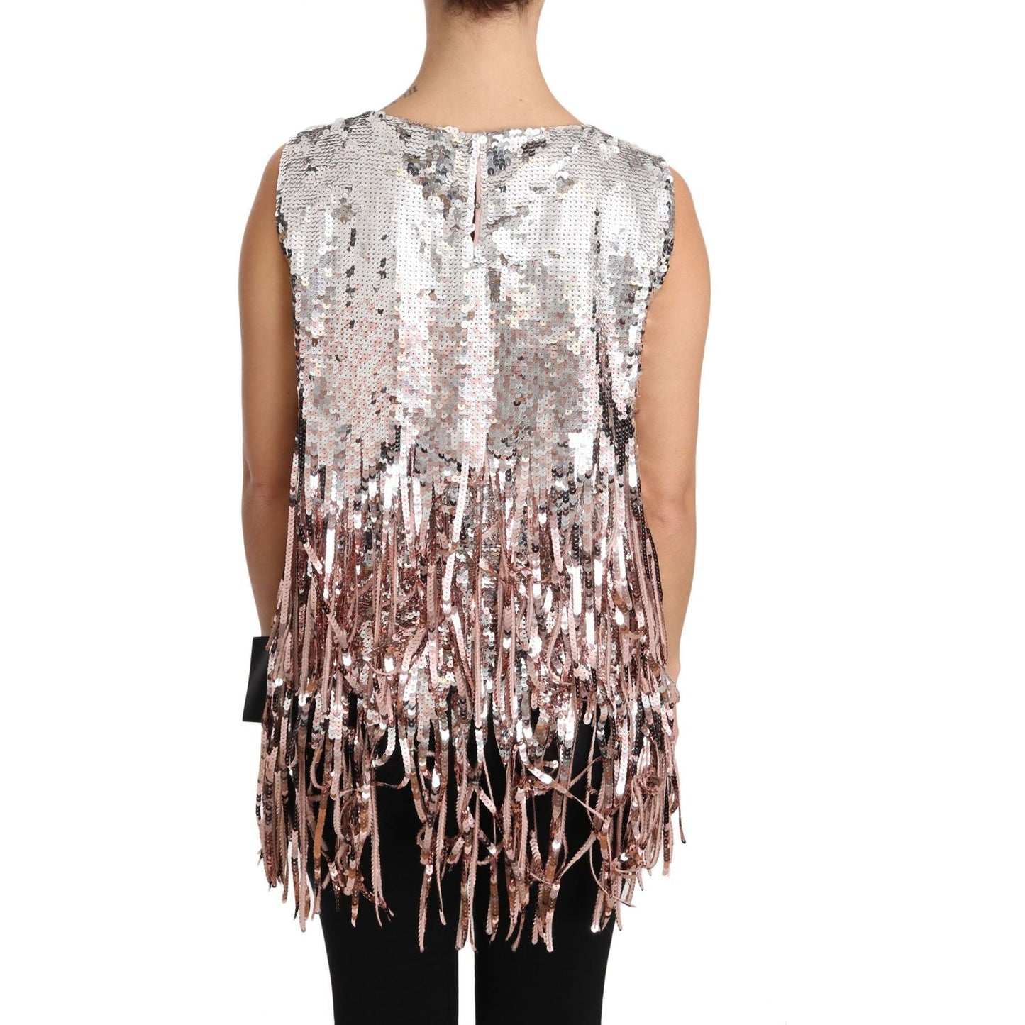 Golden Pink Sequined Fringe Elegance Top