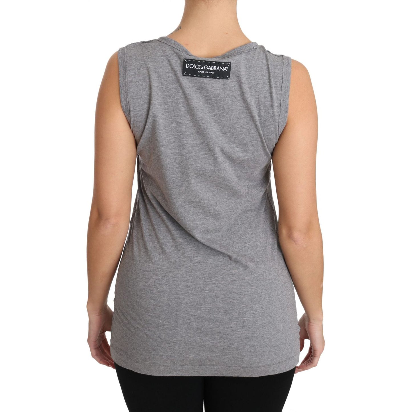 Sequined Heart Tank Top in Gray