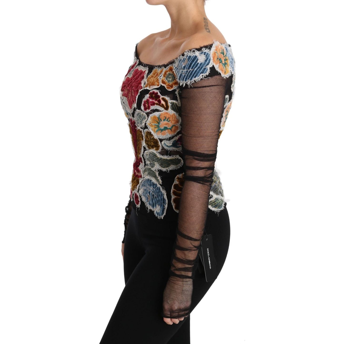 Dolce & Gabbana Elegant Floral Applique Long Sleeve Top elegant-floral-applique-long-sleeve-top