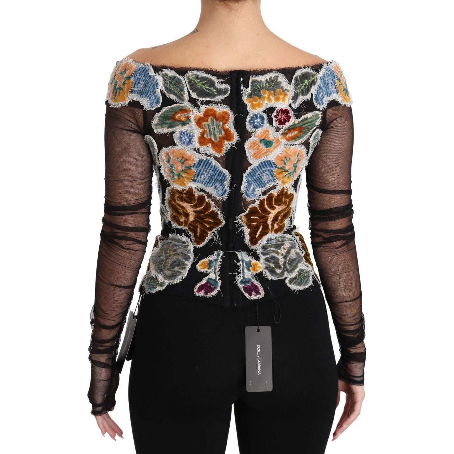 Elegant Floral Applique Long Sleeve Top