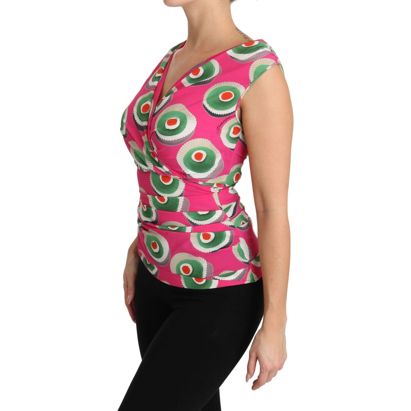 Sicilian Cake Print Sleeveless Silk Top