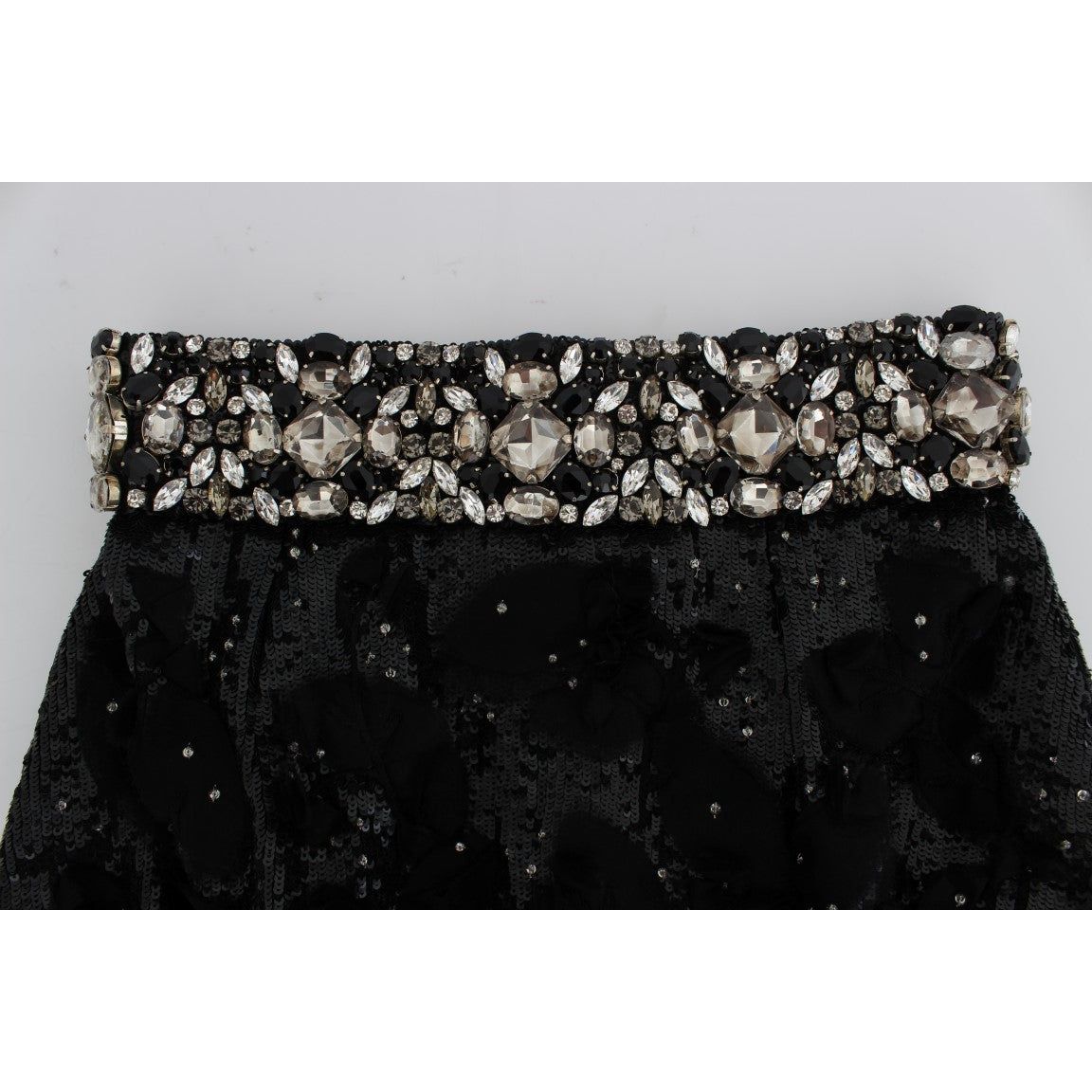 Crystal Sequined Silk High Waist Shorts