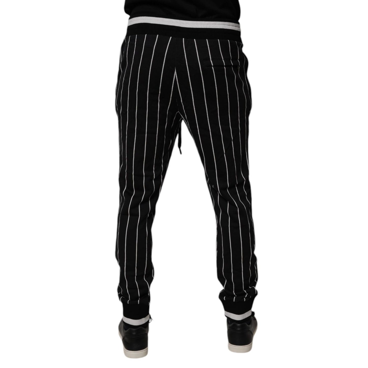 Dolce & Gabbana Black White Stripes Jogger Sweatpants Pants