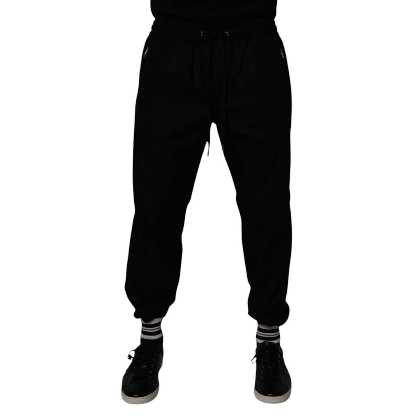 Dolce & Gabbana Black Cotton Men Jogger Sweatpants Pants