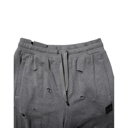 Dolce & Gabbana Gray Cotton RipStyle Straight Sweatpants Pants