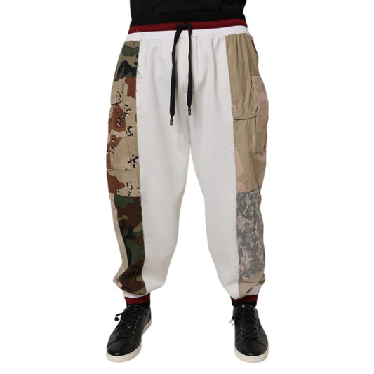 Dolce & Gabbana White Camouflage Patchwork Sweatpants Pants Dolce & Gabbana