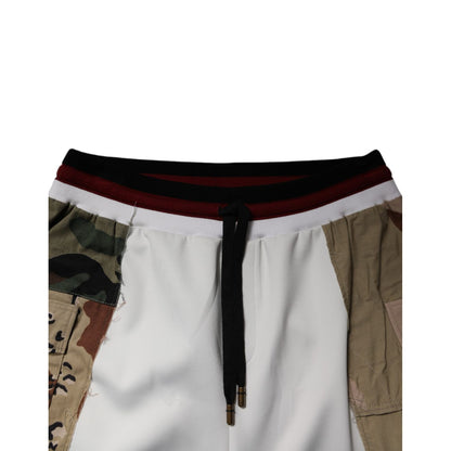 Dolce & Gabbana White Camouflage Patchwork Sweatpants Pants