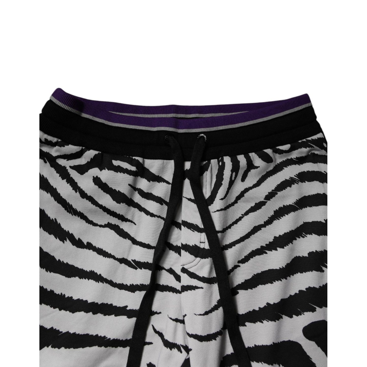 Dolce & Gabbana Black White Zebra Men Jogger Sweatpants Pants