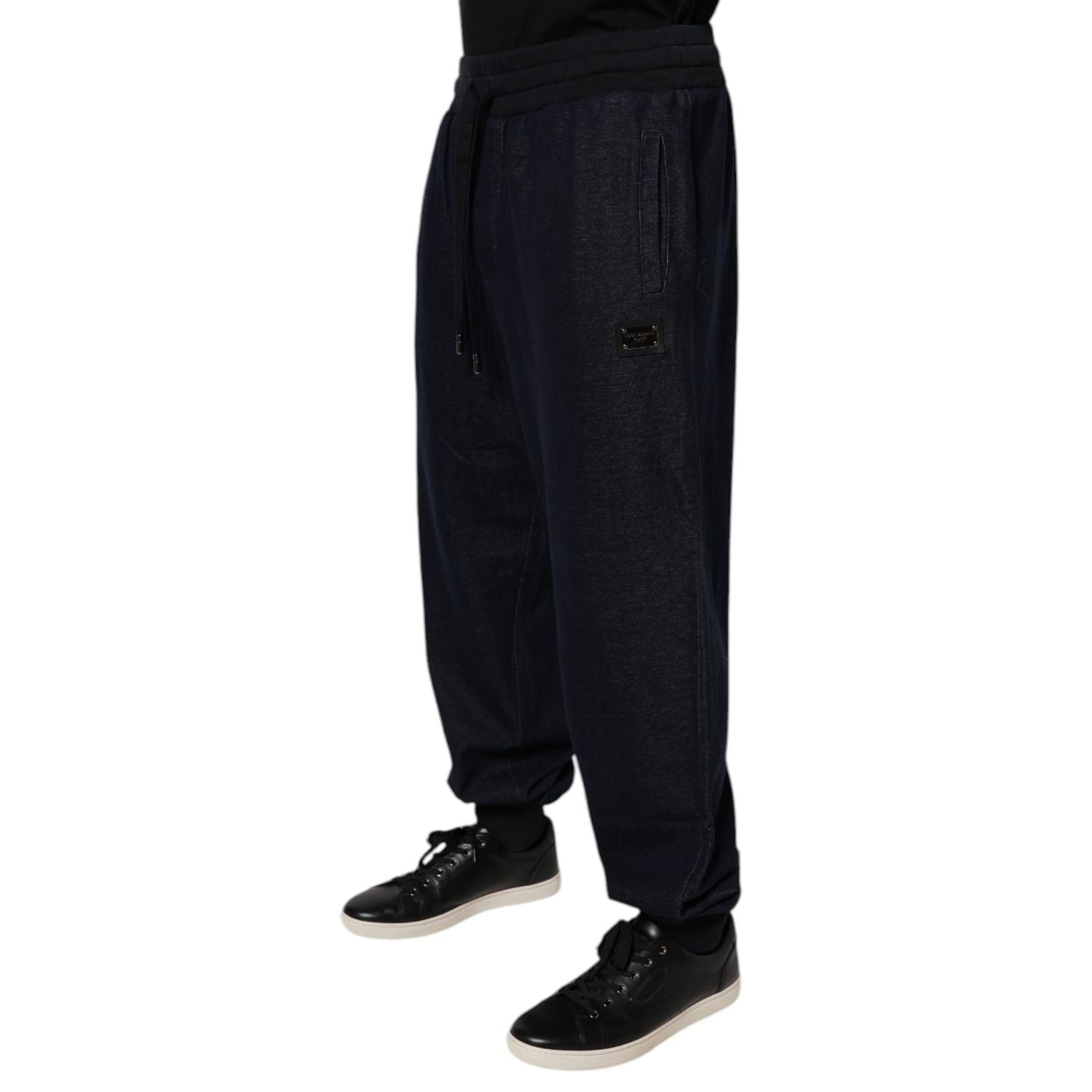 Dolce & Gabbana Black Jacquard Cotton Jogger Sweatpants Pants