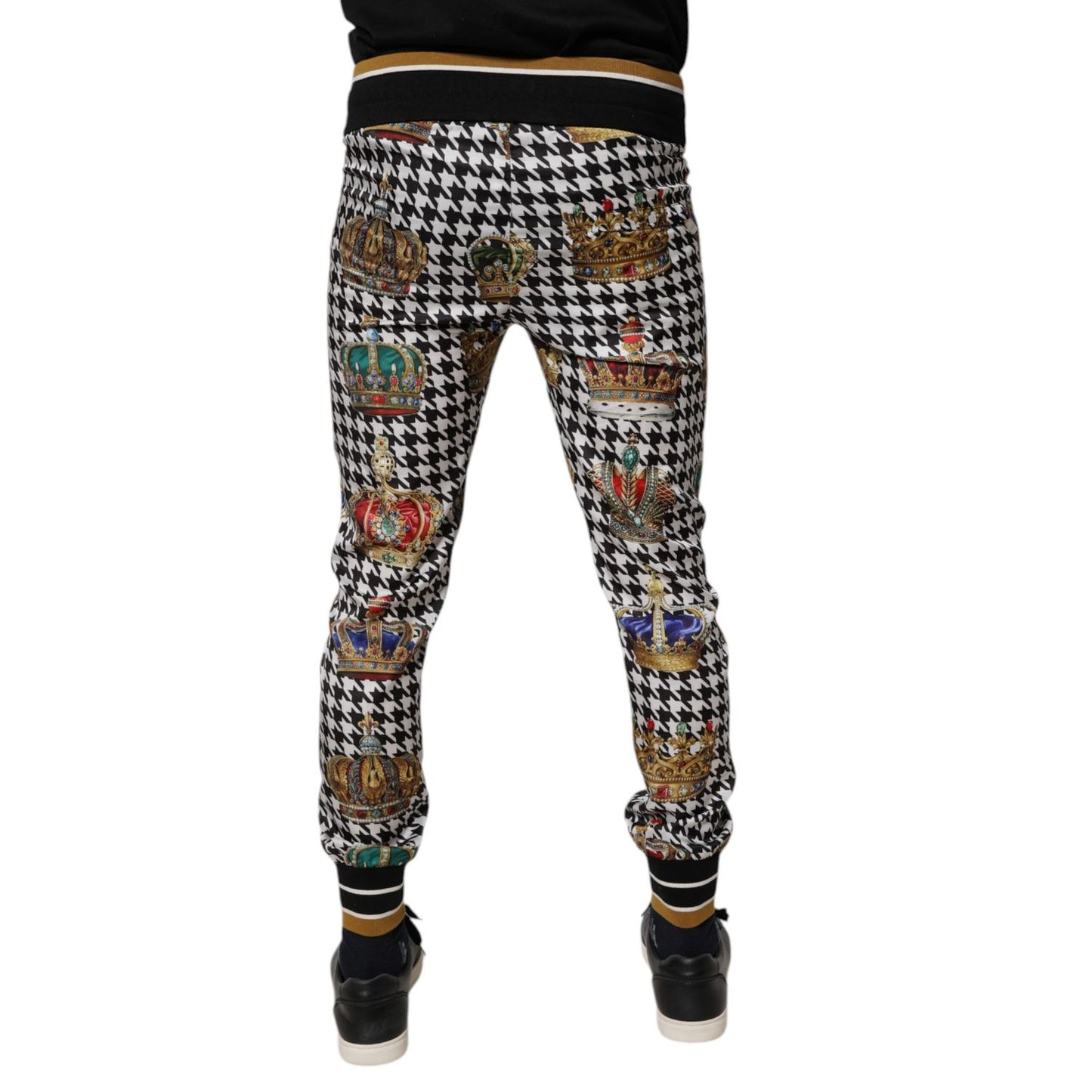 Dolce & Gabbana Multicolor Houndstooth Crown Men Sweatpants Pants